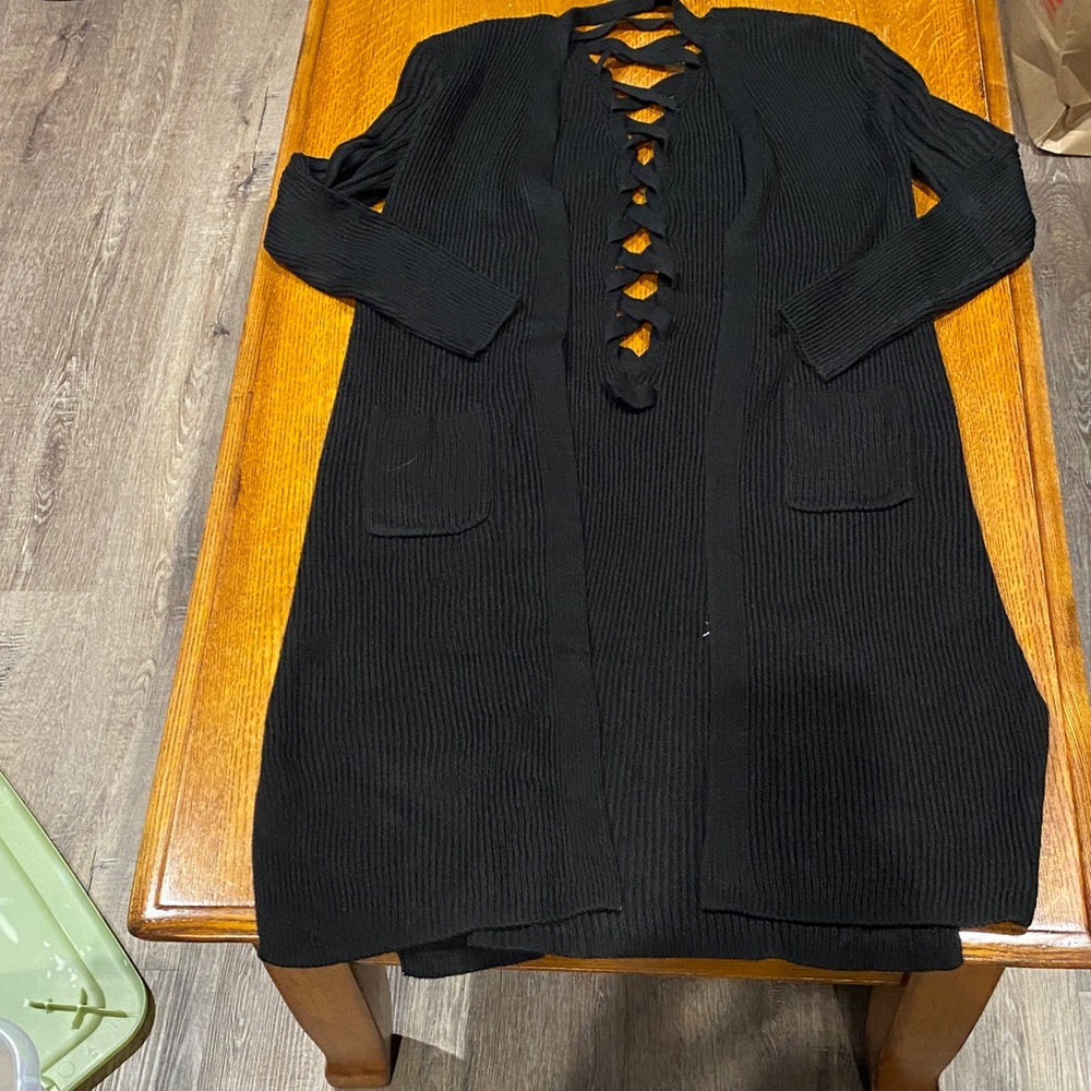 No Boundaries Black Cardigan Long Knit Sweater